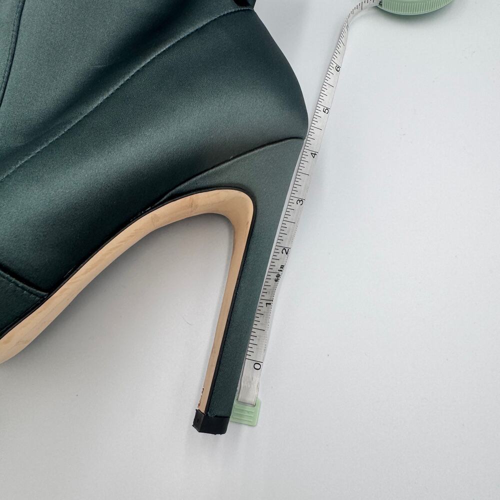 Good American The Icon Satin Sock Bootie Emerald Green Pointed Stiletto Heel 10 - Picture 10 of 16